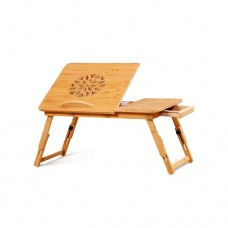 Bamboo Wooden Dual Fan Laptop Cooler Table Desk